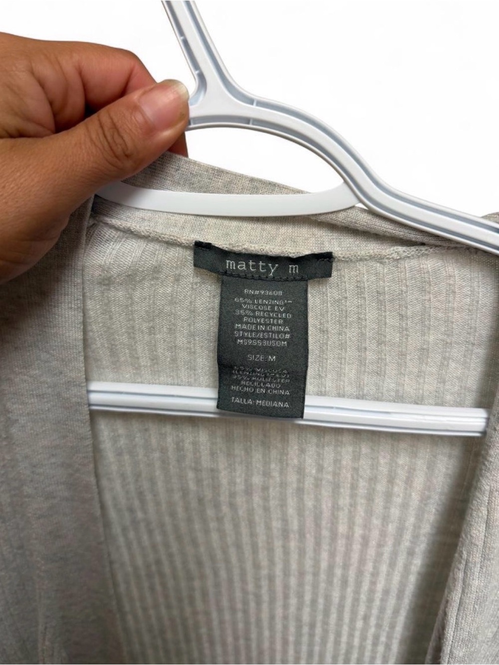 Matty M Light Gray Ribbed Open-Front Cardigan - Picture 2 of 2